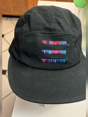 Black Five-Panel Cap with Colorful Thread Accent OneRepublic